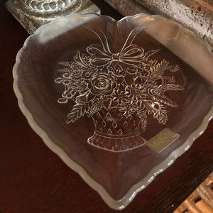 Mikasa Etched Glass Heart Dish